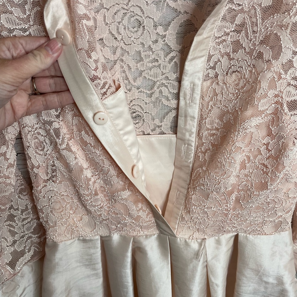 Eliza j pink lace long sleeve full dress with collar size 4 - Picture 4 of 14